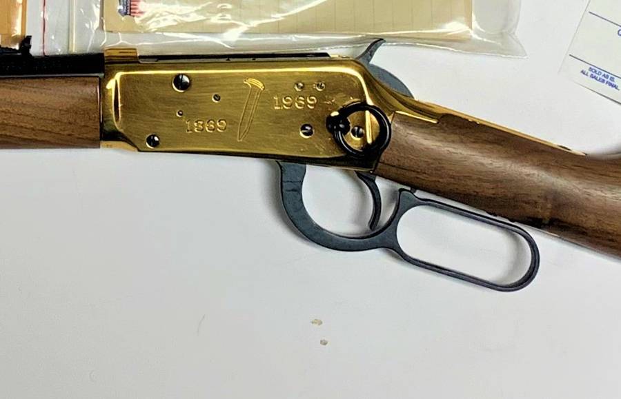 Details about   VINTAGE 1869-1969 Winchester MODEL 94 Golden Spike Commemorative STORE AD BANNER 